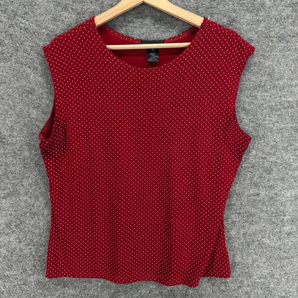 Made In Heaven Top Women 1X Plus Red Polka Dot Sleeveless Wide Strap Casual